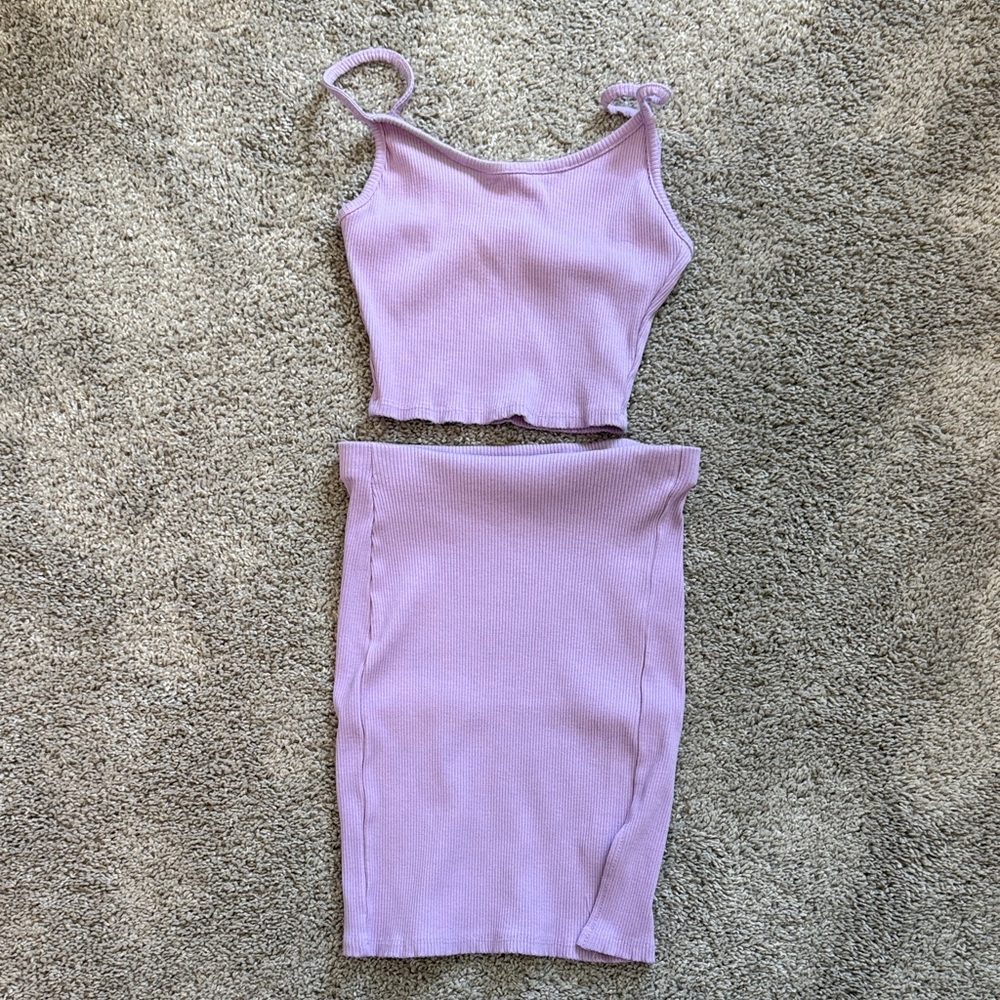 Chocolate Lilac Knit Skirt Set